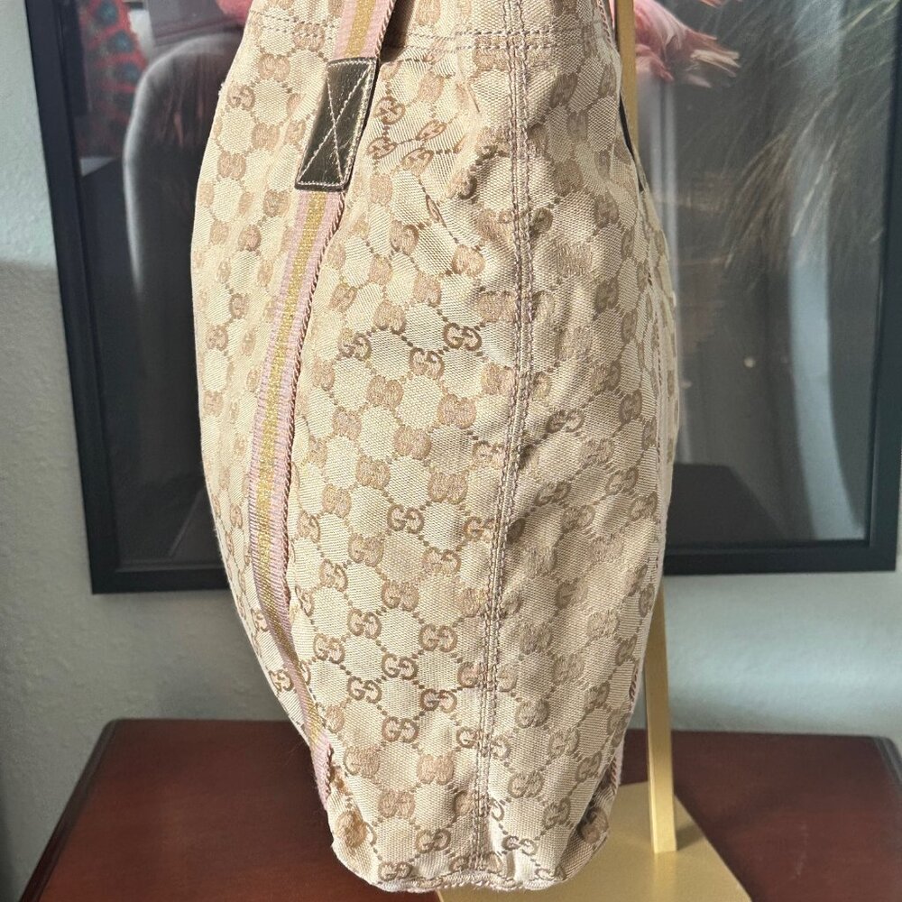Gucci Beige GG Canvas Web Large Tote Bag - GUC - Picture 3 of 10